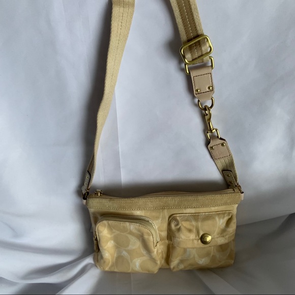 COACH Yellow & White Fabric Waist Bag - Picture 9 of 10